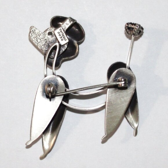 Vintage 1960s Modernist Beau Sterling Silver Poodle Brooch Pin - Picture 2 of 5